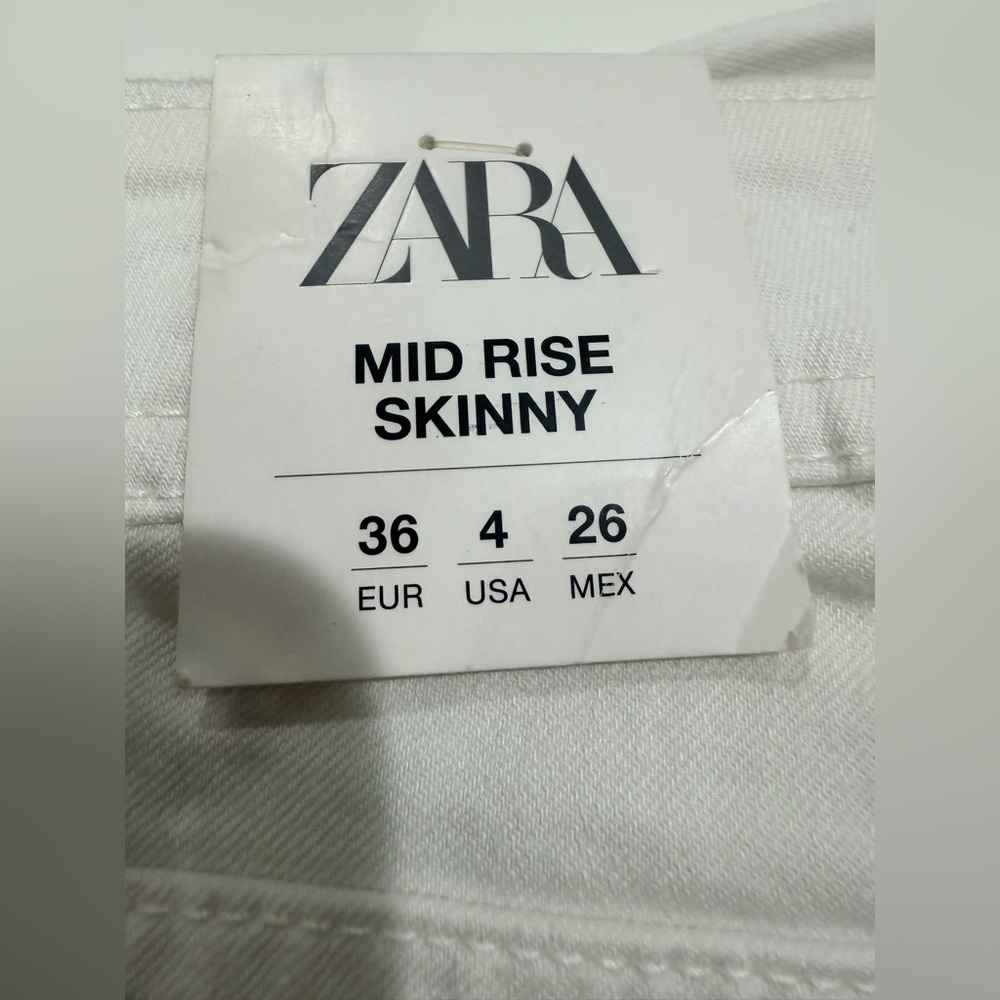 Zara White Denim Mid Rise Skinny Jeans size 4 - Picture 7 of 9